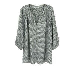 Rose & Olive 3/4 Puff Sleeve Silky Smocked Tunic-Size 1X-Office-Business